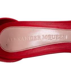 Pre Owned Alexander McQueen Red Suede And Leather Bow Embellished Ankle Strap Sandals Size 40