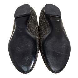 Pre Owned Alexander McQueen Black/Gold Glitter And Leather Smoking Slippers Size 41