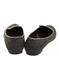 Pre Owned Alexander McQueen Black/Gold Glitter And Leather Smoking Slippers Size 41