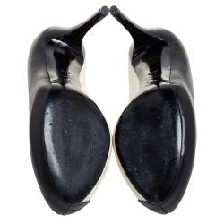 Alexander McQueen Black/White  Leather Peep Toe  Pumps Size 38.5