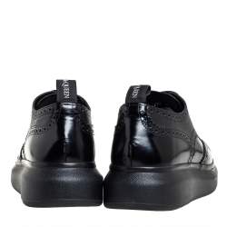 Pre Owned Alexander McQueen Black Brogue Leather Oversized Low Top Sneakers Size 40