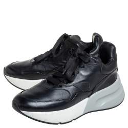 Pre Owned Alexander McQueen Black Leather Larry Sneakers Size 37.5
