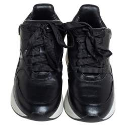 Pre Owned Alexander McQueen Black Leather Larry Sneakers Size 37.5