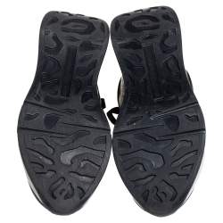 Pre Owned Alexander McQueen Black Leather Larry Sneakers Size 37.5