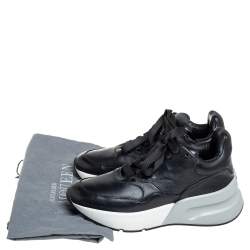 Pre Owned Alexander McQueen Black Leather Larry Sneakers Size 37.5