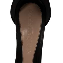 Pre Owned Alexander McQueen Black Suede Crystal Embellished Ankle Cuff Sandals Size 39