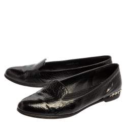 Pre Owned Alexander McQueen Black Leather Smoking Slippers Size 41