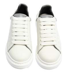 Pre Owned Alexander McQueen White Leather Lace Up Platform Sneakers Size 37