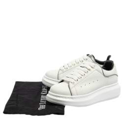Pre Owned Alexander McQueen White Leather Lace Up Platform Sneakers Size 37