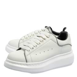 Pre Owned Alexander McQueen White Leather Lace Up Platform Sneakers Size 37
