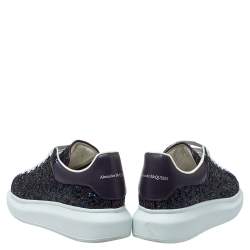 Pre Owned Alexander McQueen Multicolor Leather And Glitter Lace Up Sneakers Size 38