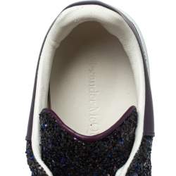 Pre Owned Alexander McQueen Multicolor Leather And Glitter Lace Up Sneakers Size 38