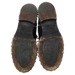 Pre Owned حذاء بوت للكاحل أليكساندر ماكوين مرصع غطاء مقدمة جلد أسود مقاس 39