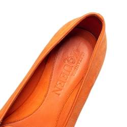 Pre Owned Alexander McQueen Orange Leather And Suede Slip on Loafers Size 39
