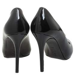 Pre Owned حذاء كعب عالي أليكساندر ماكوين مزين جمجمة مزخرفة كريستال مقدمة مفتوحة جلد لامع أسود مقاس 38