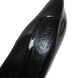 Pre Owned حذاء كعب عالي أليكساندر ماكوين مزين جمجمة مزخرفة كريستال مقدمة مفتوحة جلد لامع أسود مقاس 38