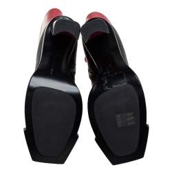 Alexander McQueen Red/Black Patent Leather Calf Length Boots Size 38.5