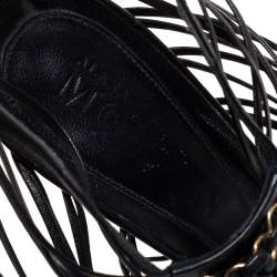 Pre Owned صندل أليكساندر ماكوين نعل سميك سير جلد أسود مقاس 39.5