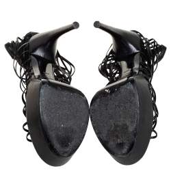 Pre Owned صندل أليكساندر ماكوين نعل سميك سير جلد أسود مقاس 39.5