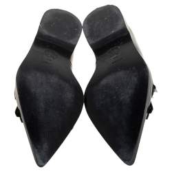 Pre Owned Alexander McQueen Black Leather Studded Pointed-Toe Loafer Size 36