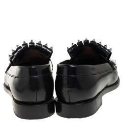Pre Owned Alexander McQueen Black Leather Studded Pointed-Toe Loafer Size 36