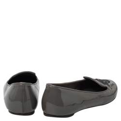 Alexander McQueen Grey Patent Leather Sequin Skull Smoking Slippers Size 39