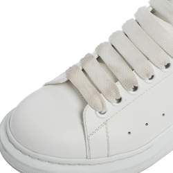 Pre Owned Alexander McQueen White Leather Lace Up Sneakers Size 37