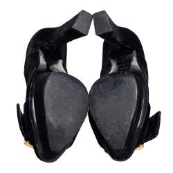 Alexander McQueen Black Velvet Buckle Platform Pumps Size 39