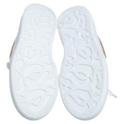 Pre Owned Alexander McQueen White/Gold Leather Larry Sneakers Size EU 37
