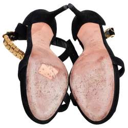 Alexander McQueen Black Suede Ankle Strap Open Toe Sandals Size 39