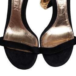 Alexander McQueen Black Suede Ankle Strap Open Toe Sandals Size 39