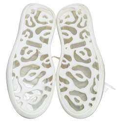 Pre Owned Alexander McQueen White/Gold Oversized Clear Sole Sneakers Size EU 37