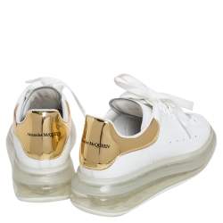 Pre Owned Alexander McQueen White/Gold Oversized Clear Sole Sneakers Size EU 37