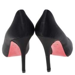 Alexander McQueen Black Satin Peep Toe Pumps Size 36