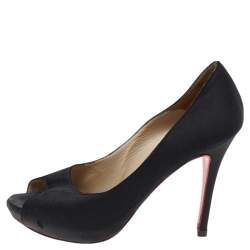 Alexander McQueen Black Satin Peep Toe Pumps Size 36