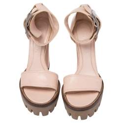 Alexander McQueen Beige Suede Ankle Strap Block Heel   Sandals Size 37