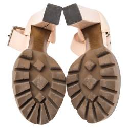 Alexander McQueen Beige Suede Ankle Strap Block Heel   Sandals Size 37
