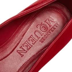 Pre Owned Alexander McQueen Red Velvet Skull Smoking Slippers Size 36