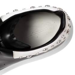 Pre Owned Alexander McQueen Black/White Leather Oversized Studded Sneakers Size 42