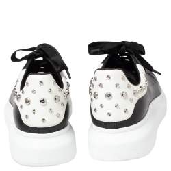 Pre Owned Alexander McQueen Black/White Leather Oversized Studded Sneakers Size 42