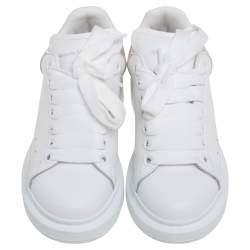 Pre Owned Alexander McQueen White Leather Oversized Low Top Sneakers Size 34