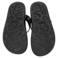 Pre Owned Alexander McQueen Black Leather Spike Platform Sandals Size 36.5