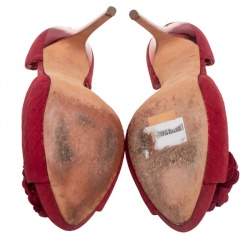 Pre Owned Alexander McQueen Red Fabric Floral Corsage Pumps Size 40