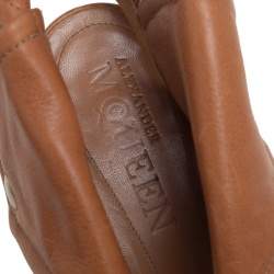 Pre Owned Alexander McQueen Brown Leather Faithful Open Toe Ankle Booties Size 41