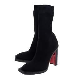 Pre Owned حذاء بوت أليكساندر ماكوين جوارب قماش تريكو سترتش أسود مقاس 39