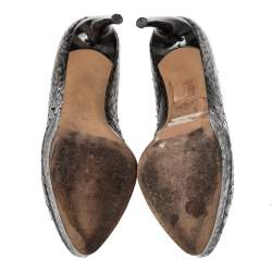 Pre Owned Alexander McQueen Black/Silver Python Platform Pumps Size 36