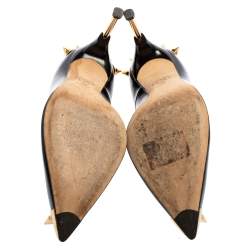 مملوكة مسبقًا Alexander McQueen Black Glossy Leather Spike Pointed Toe Pumps Size 36