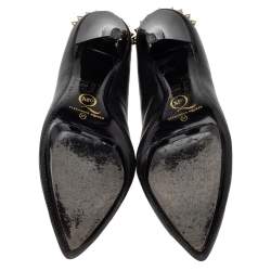 Pre Owned Alexander McQueen Black Leather Spike Pointed Toe Pumps Size 39