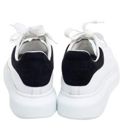 Pre Owned حذاء رياضي أليكساندر ماكوين سويدي وجلد أبيض - أسود  بنمط كبير مقاس أوروبي 37 