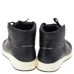 مملوكة مسبقًا حذاء رياضي أليكساندر ماكوين جلد أسود مرصع  بعنق مرتفع مقاس 41